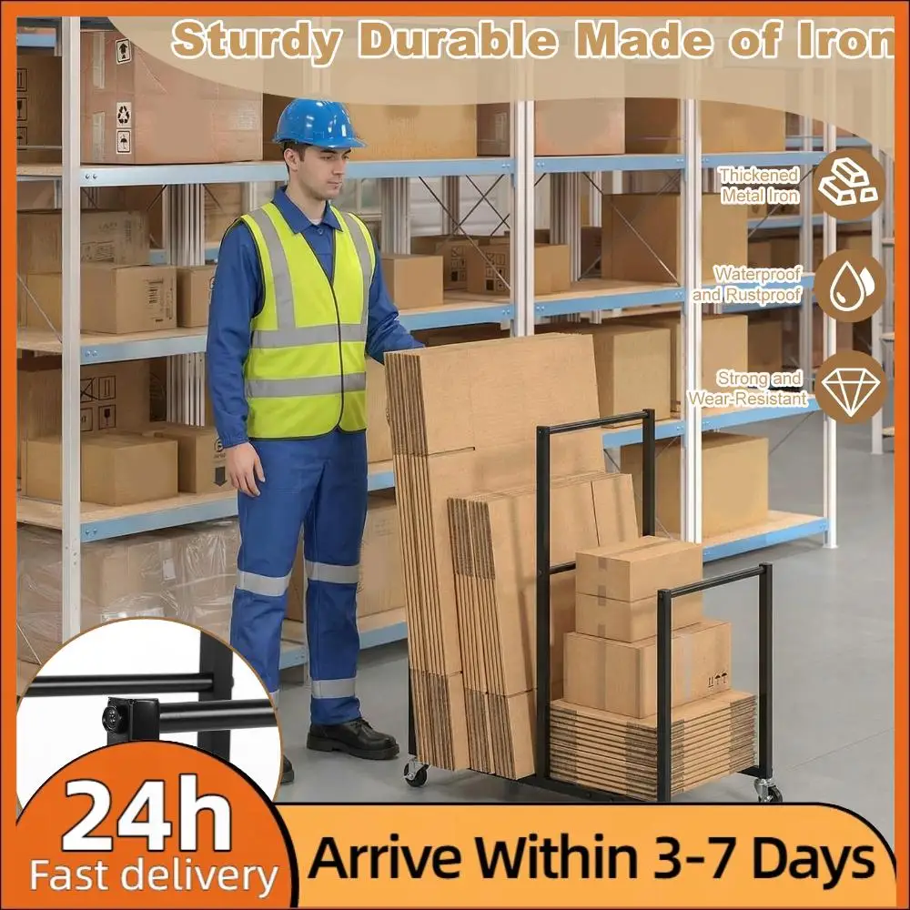 

Передвижная картонная тележка-стеллаж на колесах для хранения коробок, 41x26x14 дюймов, для дома, супермаркета, склада и коммерческого использования