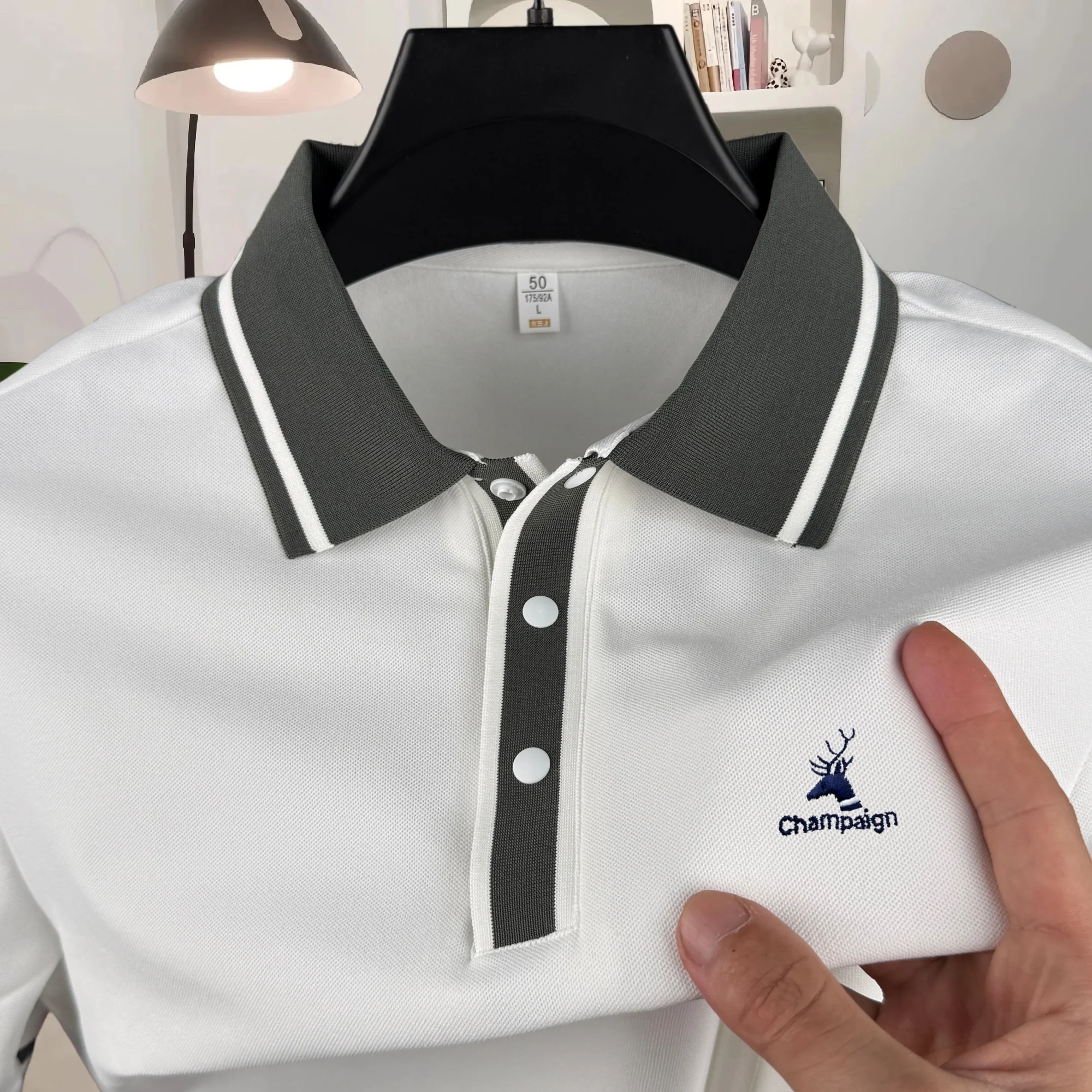 High end brand men's short sleeved polo shirt summer fashion new luxury deer head embroidery design boutique top casual T-shirt