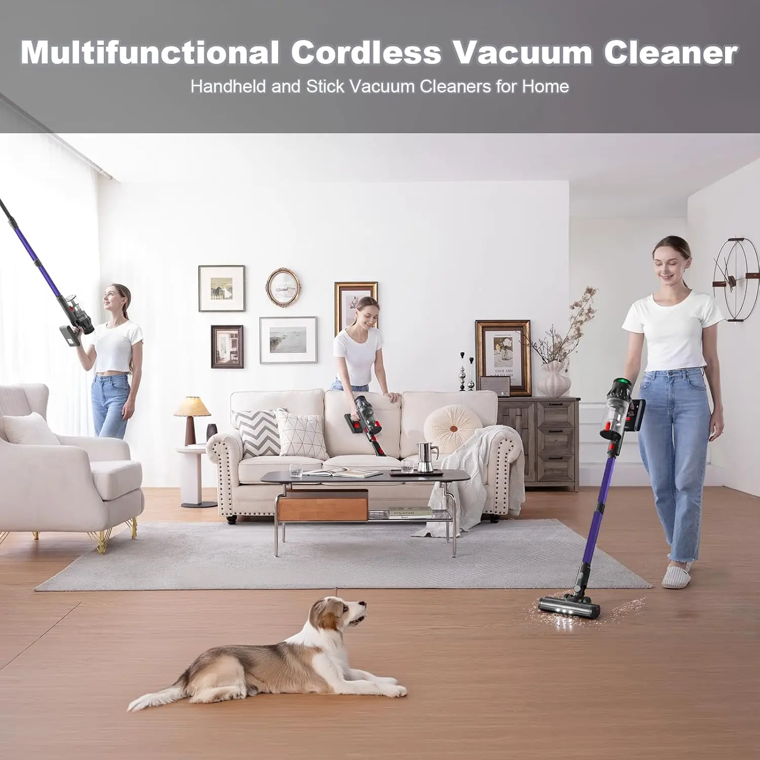 

Cordless Vacuum Cleaner, Vacuum Cleaners for Home, 50KPA 500W Stick Handheld Pet Hair Hardwood Floor Vac, High Power Hand Held