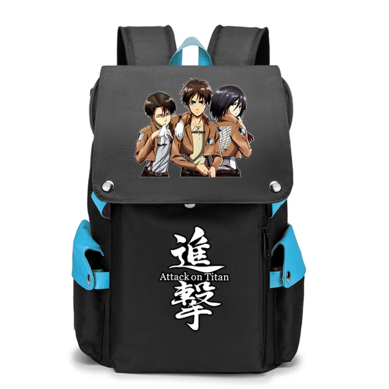 Anime Attack On Titan Eren Mikasa Backpack Teenarges Schoolbag Men Women Causal Mochila USB Laptop Travel Outdoor Bags