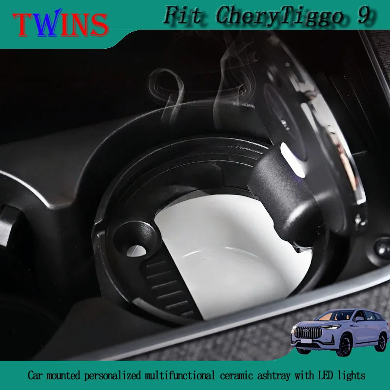 Fit for Chery Tiggo 9 Car in-vehicle Ashtray Personalized Multifunctional with LED Lights Ceramic Ashtray Car Interior Parts