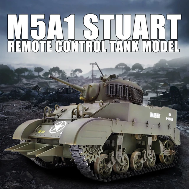 1/16 RC Tank U.S. M5A1 Stuart Light Tank Model 2.4G Military Vehicle Remote  Control Crawler Tanks with Sound and Light Toy Boy - AliExpress 26