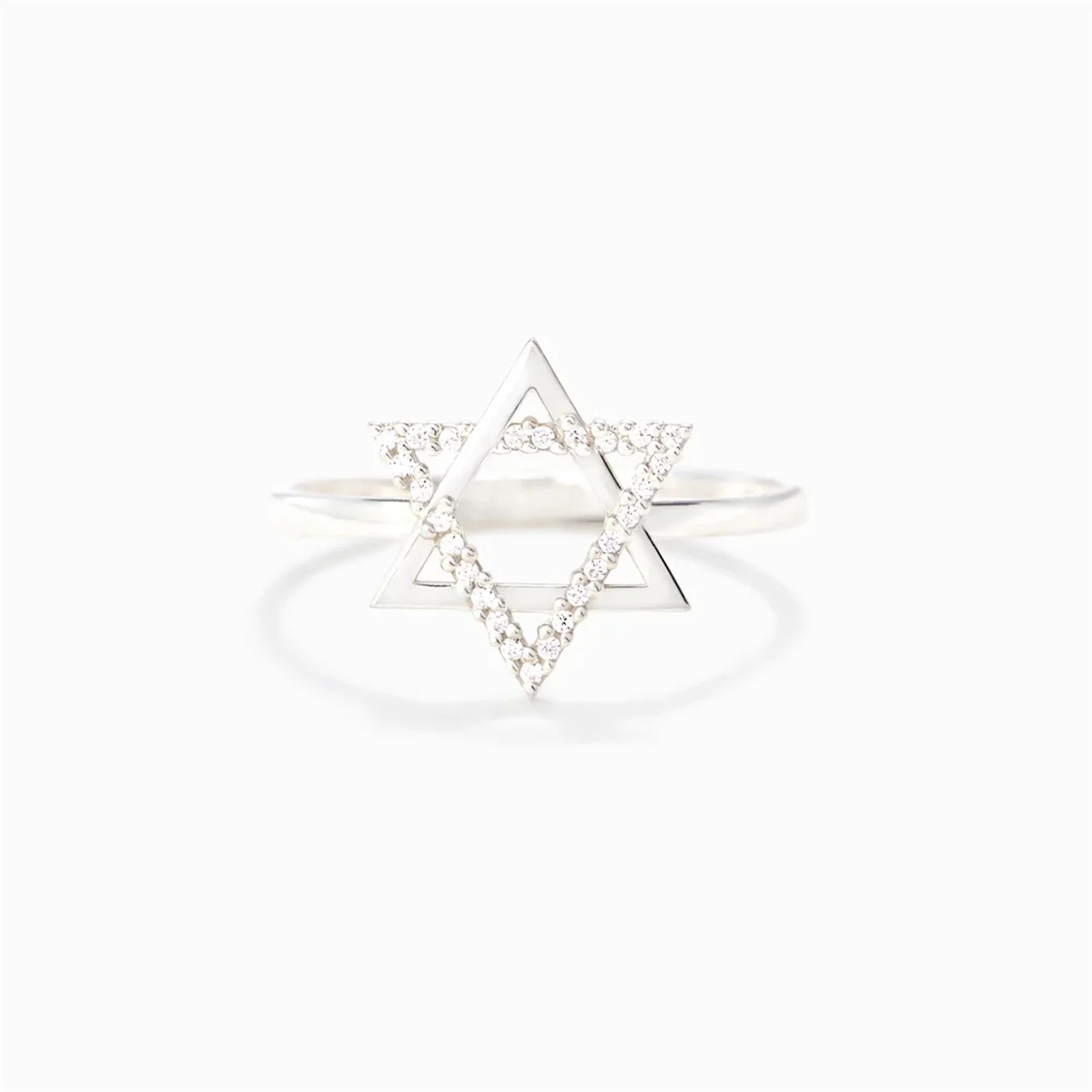 Hexagram Star of David Ring for Women S925 Sterling Silver Elegant Geometric Knuckle Ring