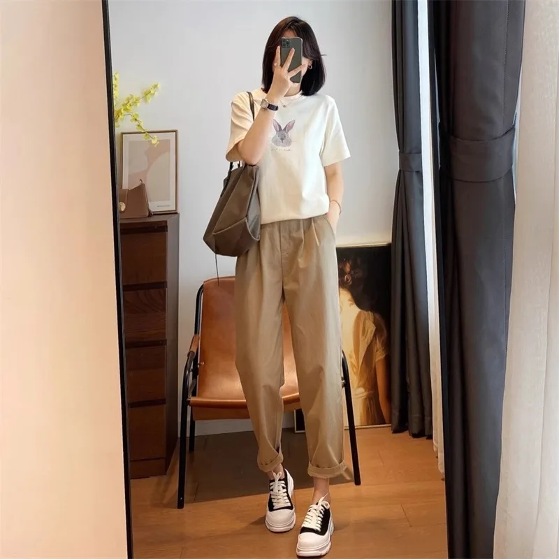 

Summer Plus Size Loose Harem Pear-Shaped Body, Slimming And Concealing Chubby Girls, High-Waisted Nine-Point Skinny Pants For