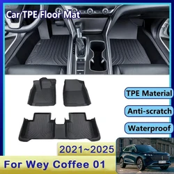 Tappetino per auto per Wey Mocha Coffee 01 GWM Wey 05 2WD 4WD 2021 ~ 2025 tappeto di fango impermeabile di lusso tappetino per piedi in TPE accessori per tappeti completi