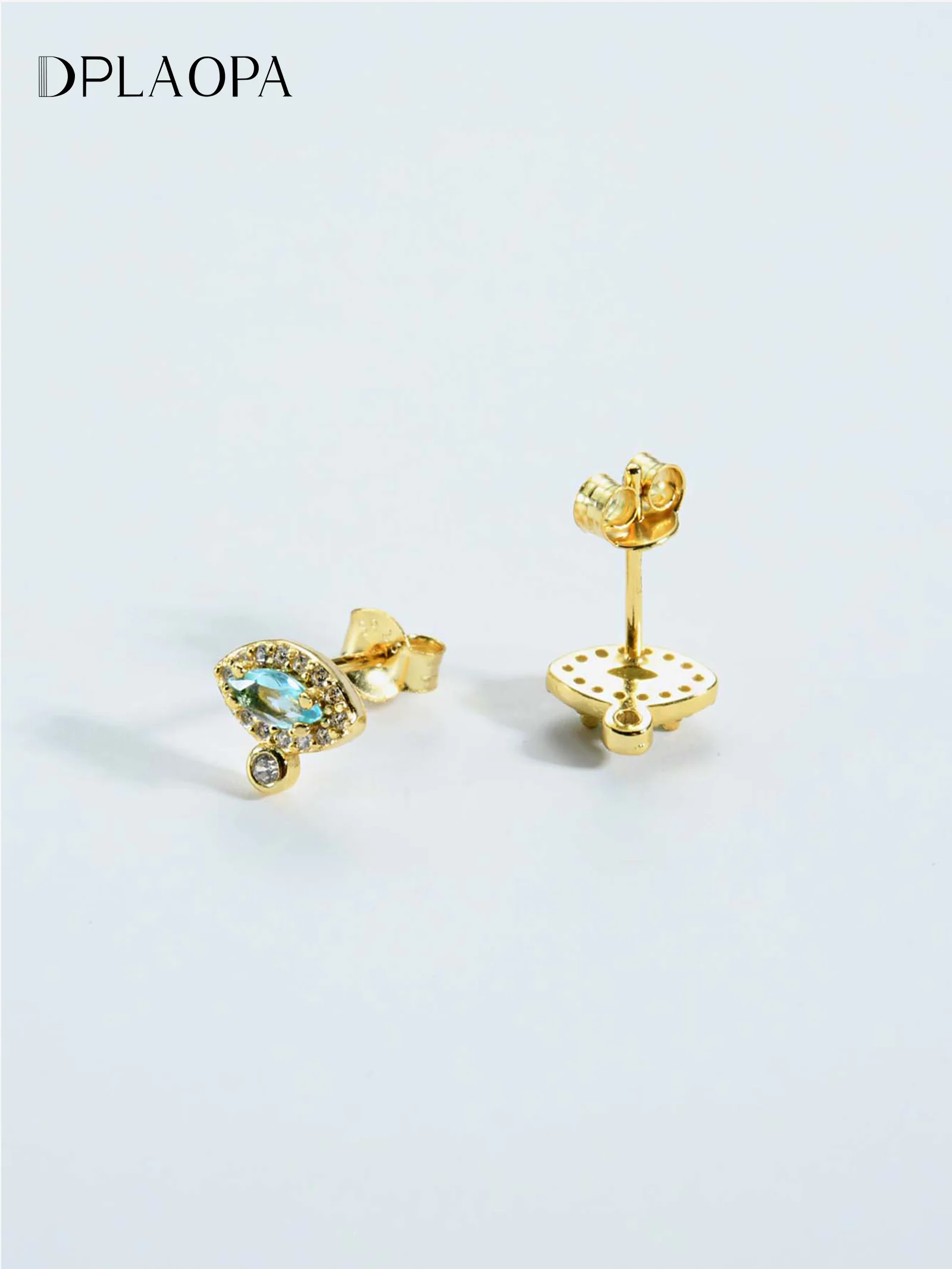 DPLAOPA Women 925 New Sterling Silver azzurro zircone CZ orecchini a bottone Dainty Tragus cartilagine Piercing Jewelry