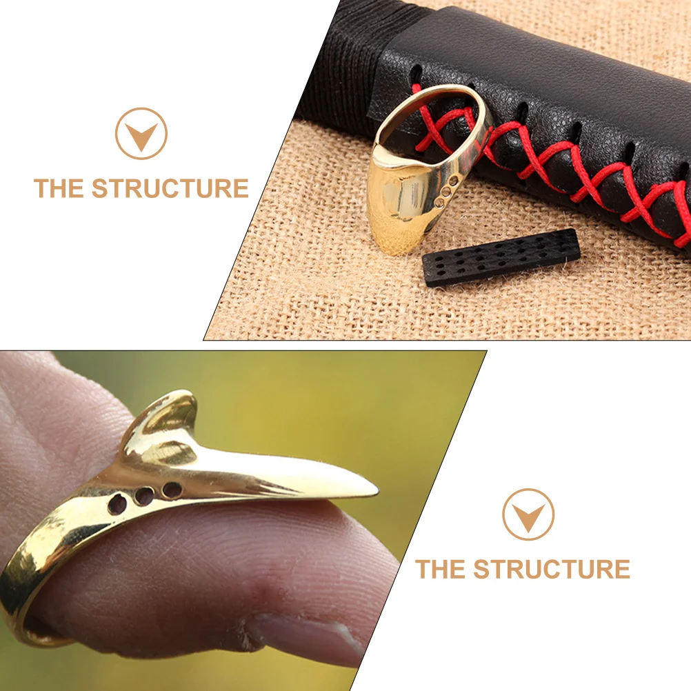 1 مجموعة الرماية الإبهام الدائري المهنية مقاومة للاهتراء النحاس فنجر الحرس المحمولة الصيد