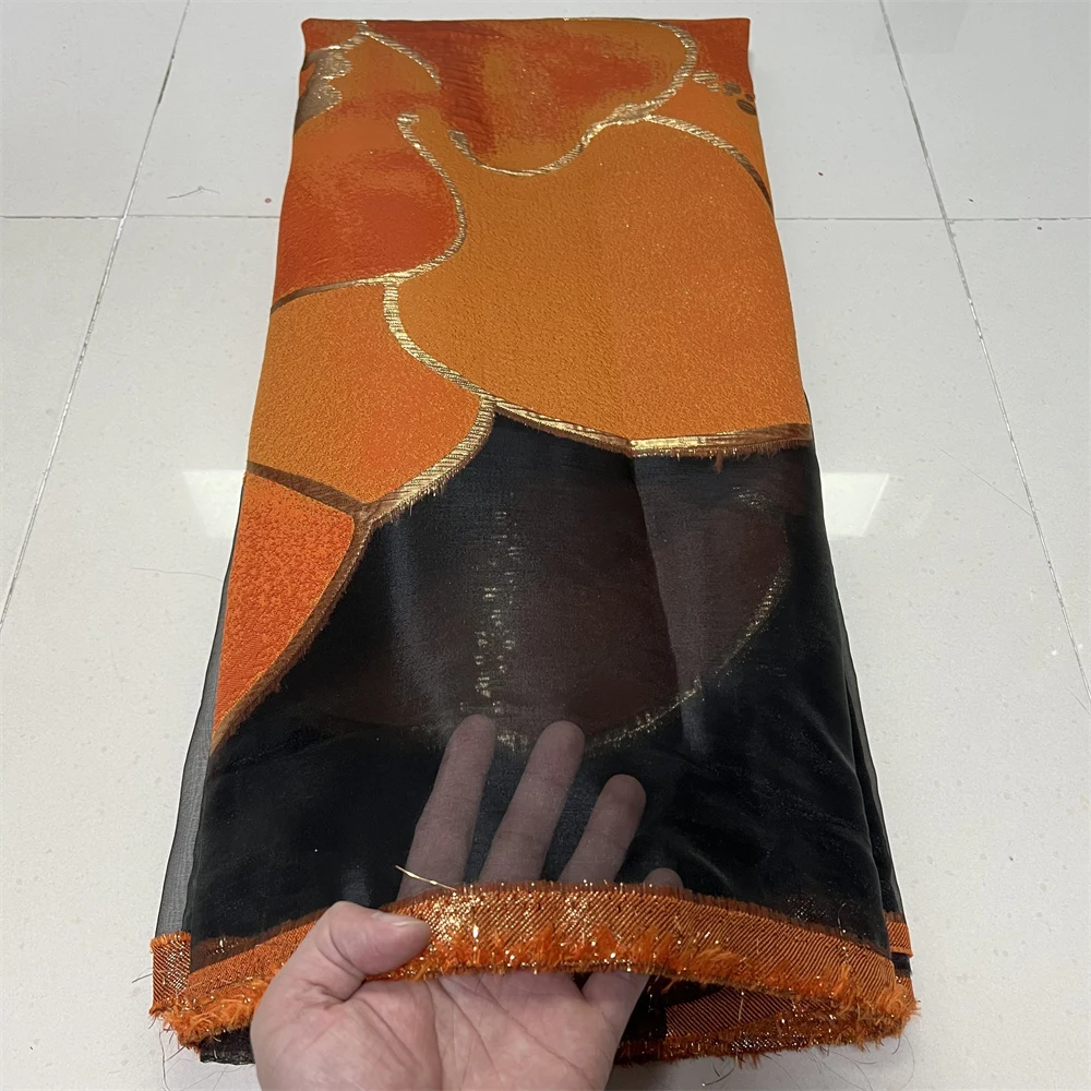 

2025 High Quality African Nigerian Tulle Lace Fabric Organza Embroidery Guipure Party Gown Dress Brocade Jacquard 5Yard YXZ188