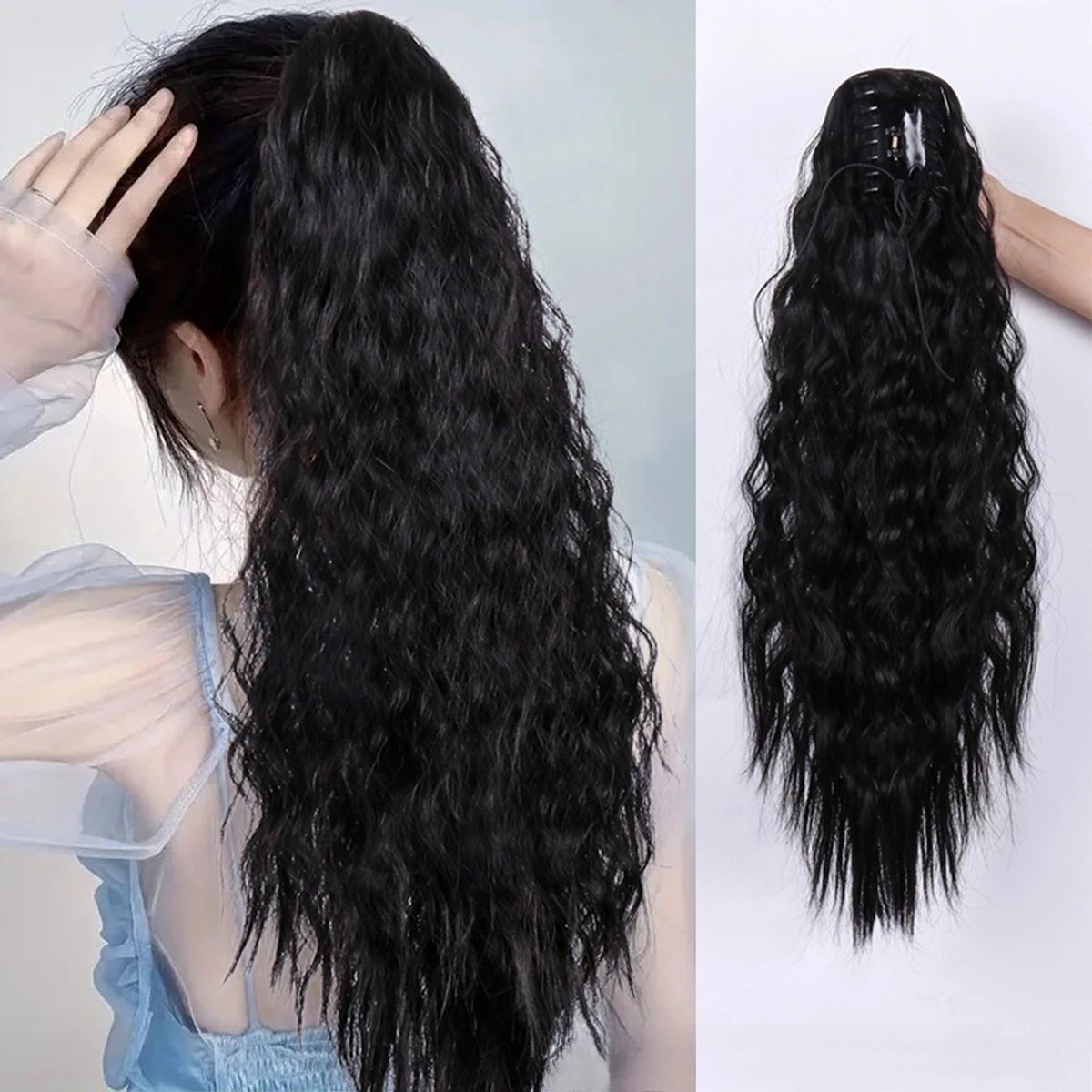 

Элегантный длинный заколка-хвостик в стиле cornrow, модный, очень милый, из термостойкого шелка, пушистый, синтетический парик-заколка