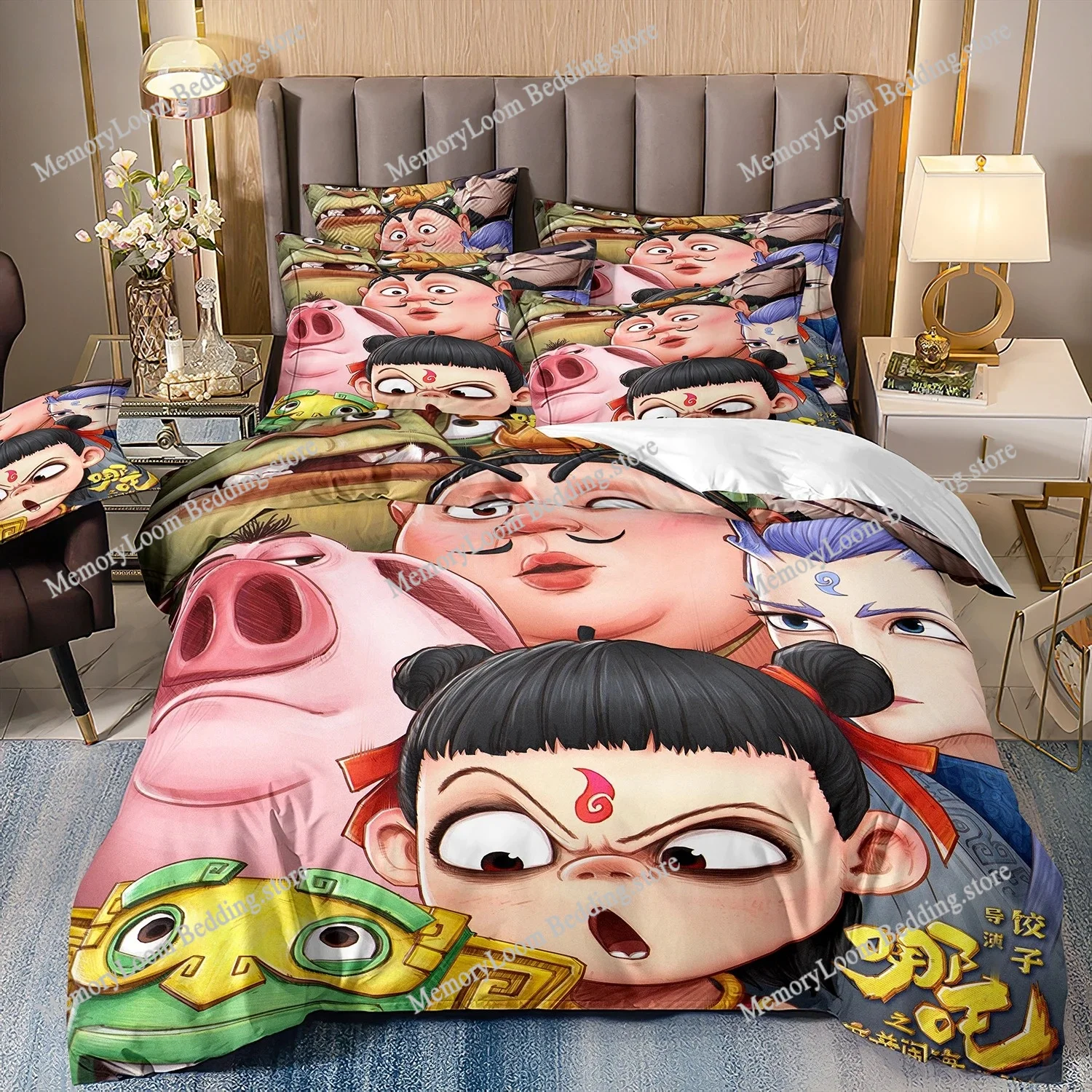 

2025 Chinese Animation Nezha Quilt Cover 3D Printing Home Bedding Comforter Set Adult Comforter Set Children's Quilt Cover