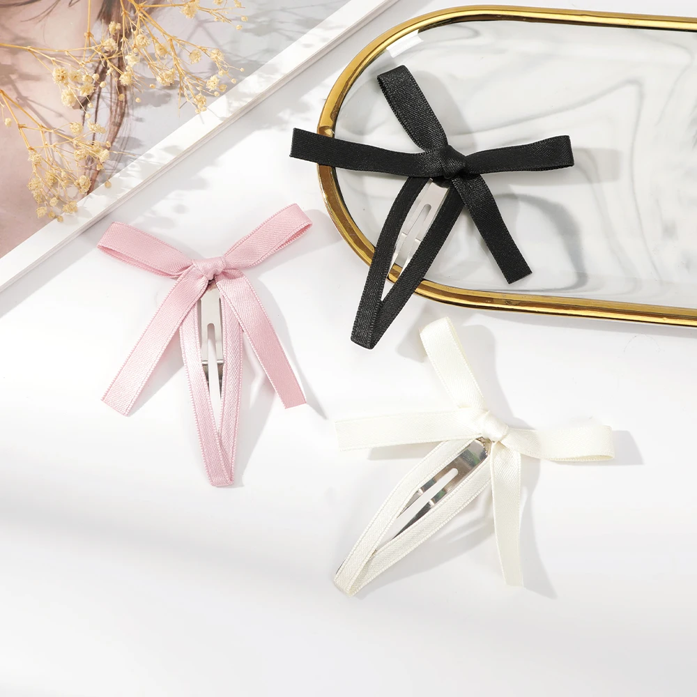 Girls Fashion Bow Hairpin Hair Clips For Women Pink Sweet Side Clip Bangs Clip Hairpin Word Clip Hair Accessories Hairpin