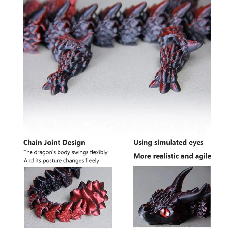 31.5 سنتيمتر ثلاثية الأبعاد مطبوعة التنين الحرف هدية المنقولة المفاصل مفصلية التنين سطح المكتب زخرفة ديكور مكتب المنزل تململ لعبة الكبار الاطفال #5