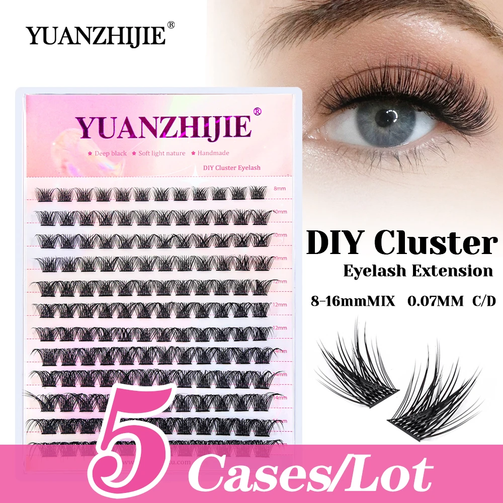 

5cases/lot 0.07mm Thickness Individual Fast Grafting DIY Clusters Eyelash Fluffy Reusable Russian Volume Eyelashes by YUANZHIJIE