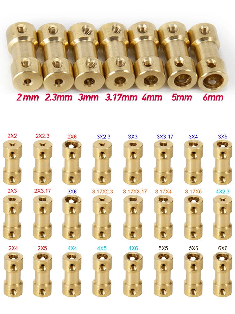 AXSPEED 5 pièces 2/2.3/3/3.17/4/5/6mm en laiton Flexible arbre de moteur coupleur connecteur de Transmission de moteur pour voiture de bateau RC