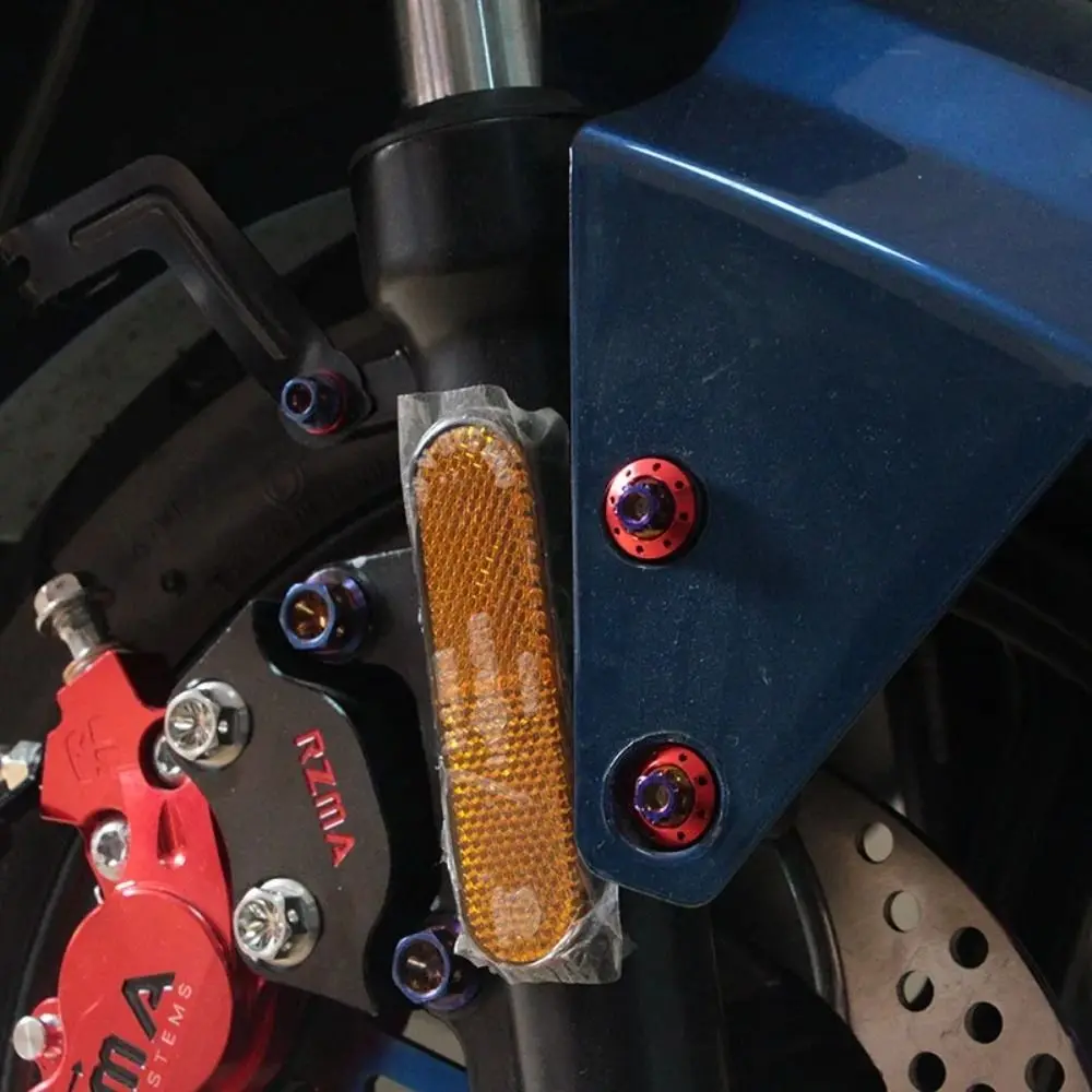 M6 M8 Titanium Bolt With Drilled Holes 10/15/20/25/30/35/40/45/50/60 Titanium Flange Blue Hex Head Screws Motorcycle