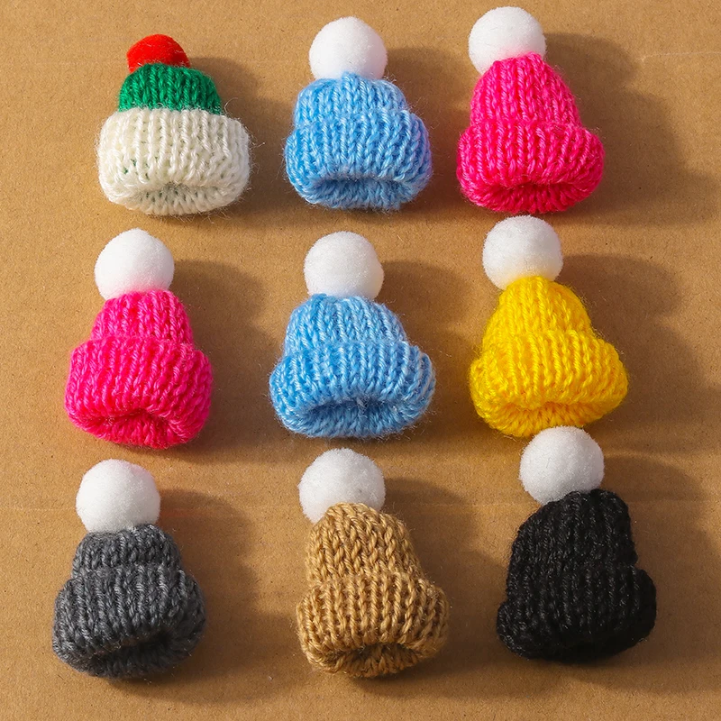 10pcs Cute Hand Knitted Hat Charms Crocheted Flower Pendants for Making Earrings Necklace DIY  Jewelry Accessories Supplies