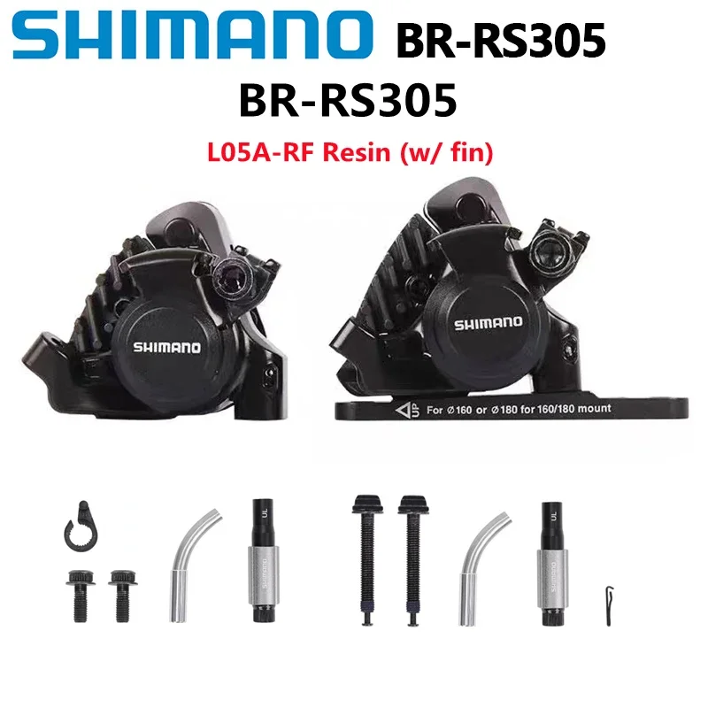 Shimano RS305 Brake Flat Mount Front Side Rear One Pair Mechanical Disc Brake For Road Bicycle Bike BR-RS305 Rear Caliper Black