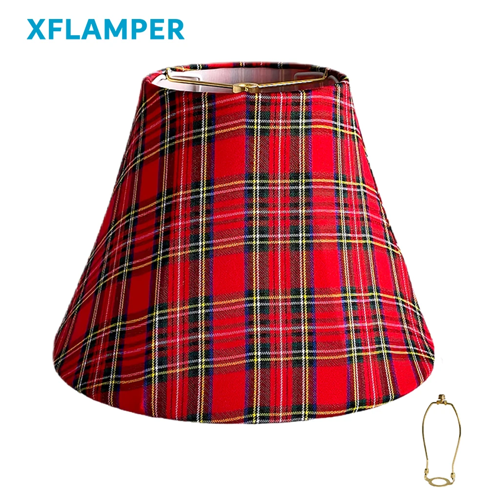 XFLAMPER 13-Inch Red Linen Bell Lampshade Handcrafted Table/Floor Lamp Fabric Shade for Home Decor