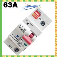 AB53 Smart WIFI 1P Energy Meter By TUYA With Circuit Breaker, Kwh Metering, And 63A Monitoring Timer Relay For Leakage Protectio