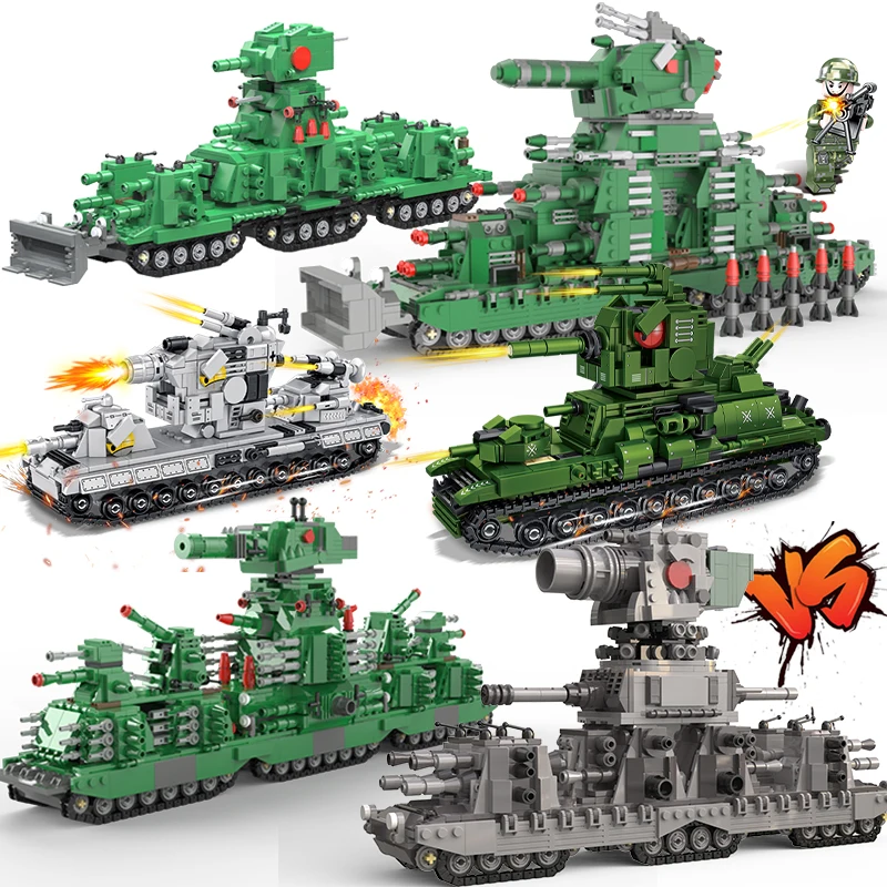 WW2 Military Weapon Tank Building Blocks Set SWAT Army City Police T34 KV44 Model Construction Toys Brick Kids Halloween Gift