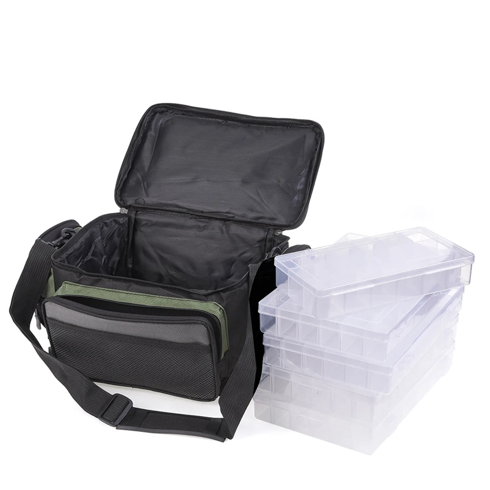 

1Pcs Fishing Tackle Storage Bag Oxford Fabric Lightweight Portable Angling Shoulder Bag for Hooks Lures Reels Gear Organizer