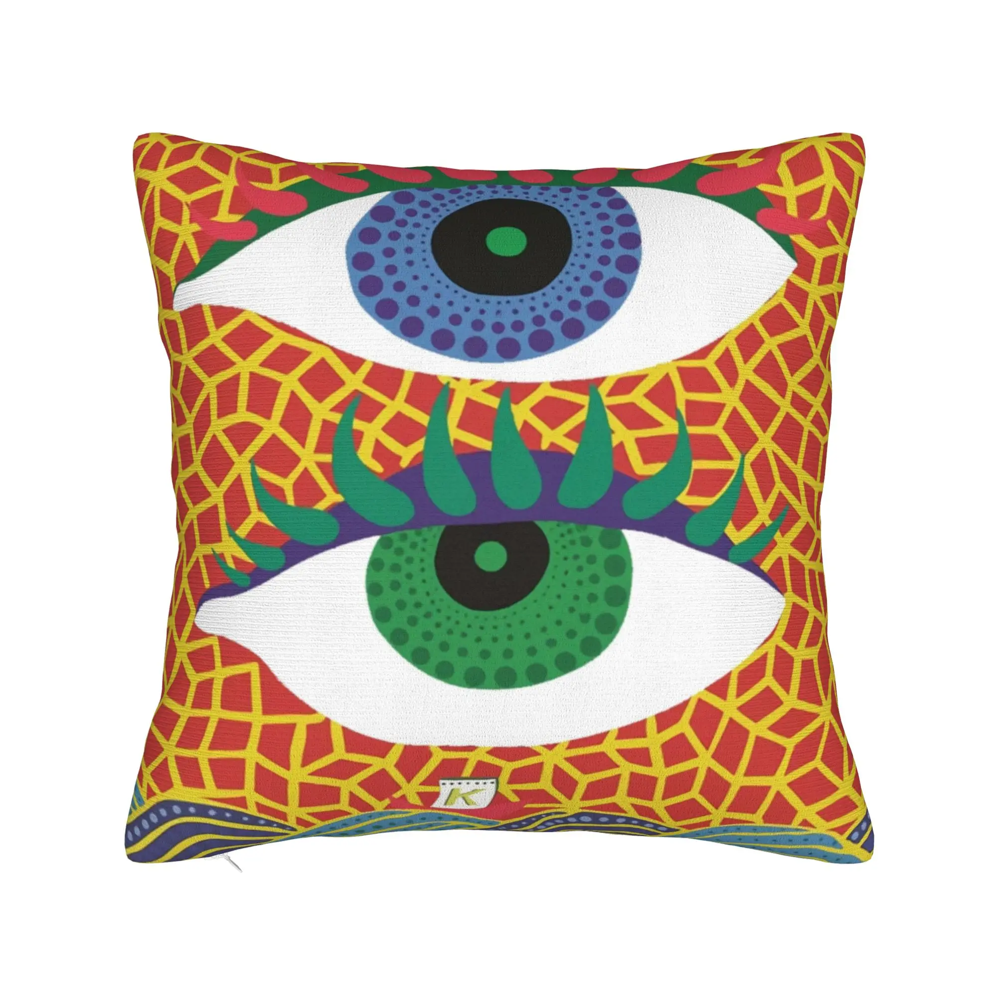 Two Eye Yayoi Kusama Square Pillow Covers Bed Car Polka Aesthetic Cushion Cover Cool Home Decoration Throw Pillow Case 45*45