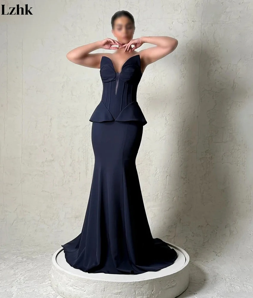 Aangepaste sexy jersey zeemeermin avondjurk temperament liefje mouwloos vloerlengte op maat gemaakte gelegenheidsjurken aangepast formaat