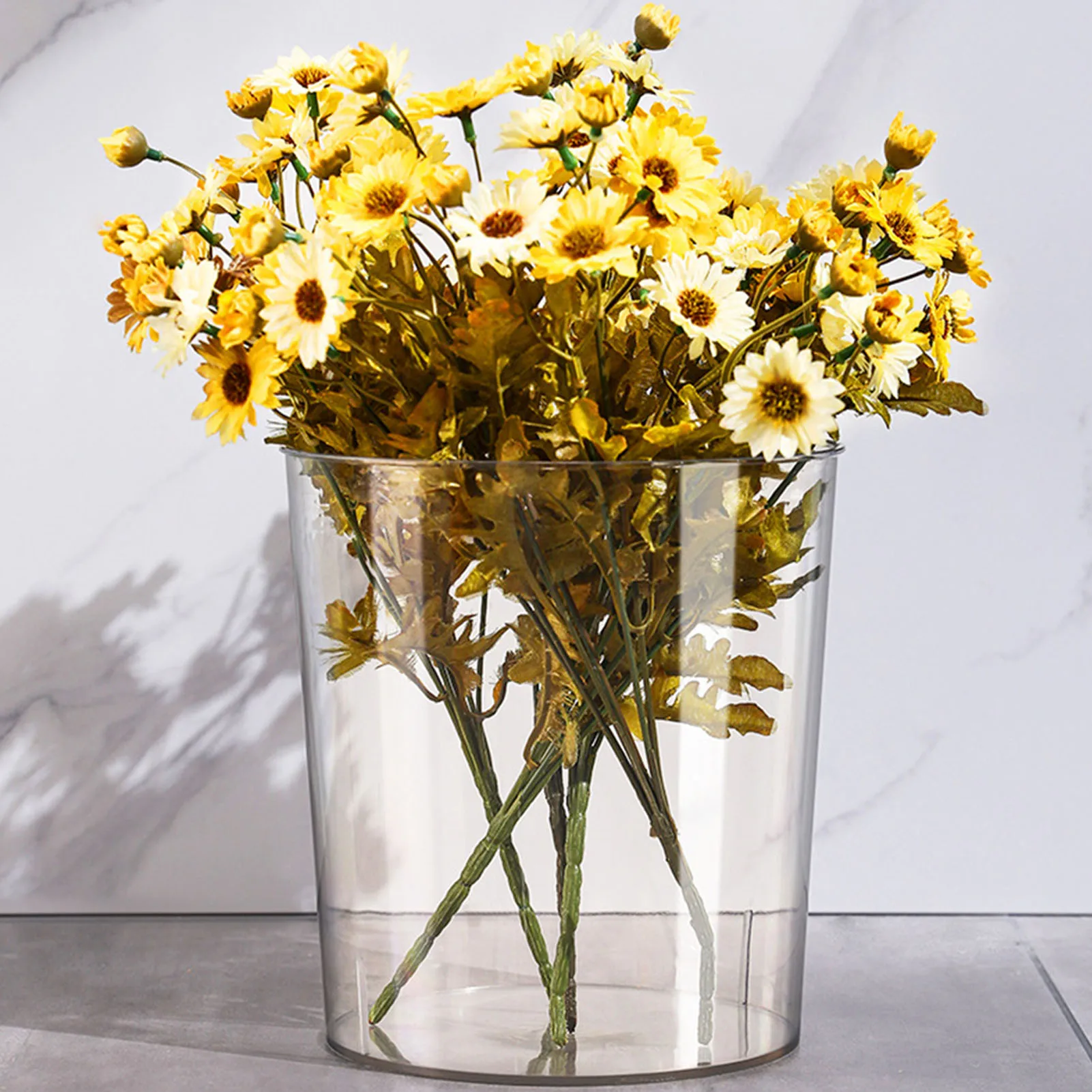 Transparent Waste Bin Large Capacity Plastic Garbage Basket Smooth Trash Can For Home Bathroom Kitchen Bedroom Office Decoration