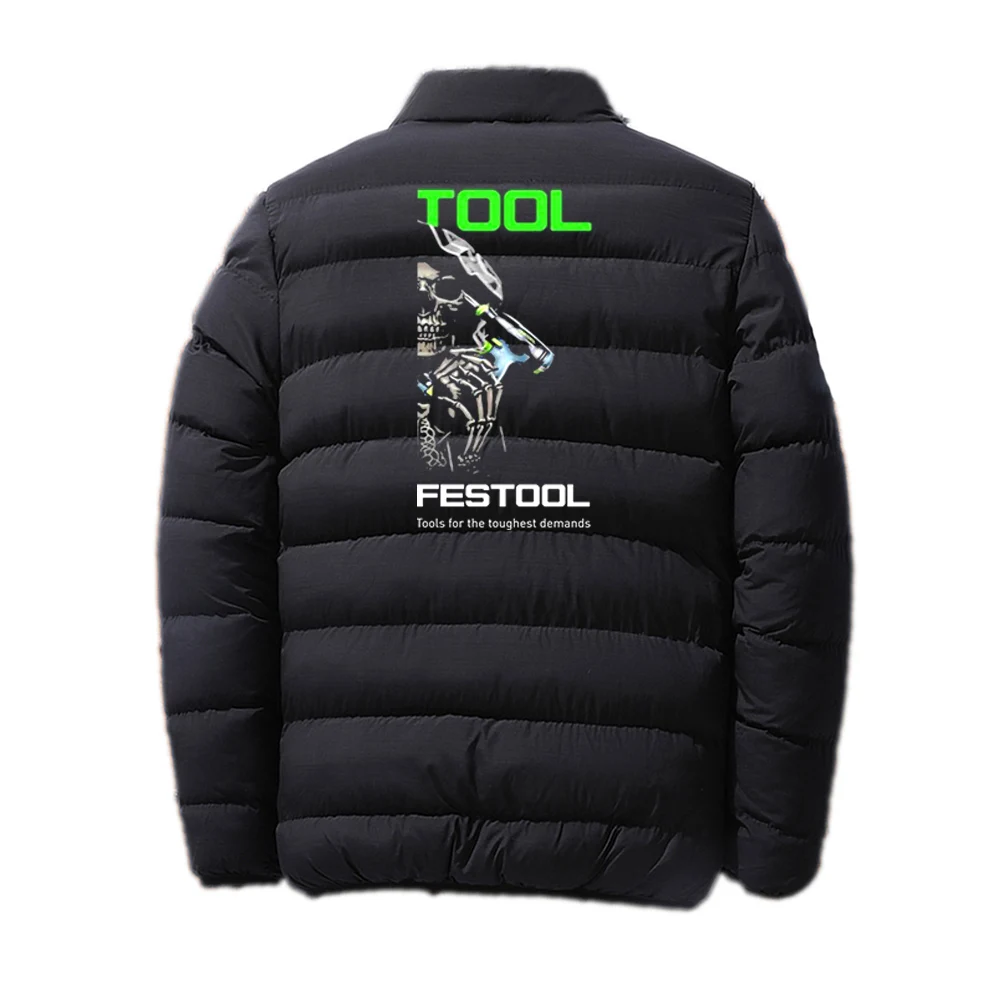 2024 Men New Festool Tools Autumn and Winter Stand Collar Printing Four-color Cotton-padded Jacket Warm Coat Tops
