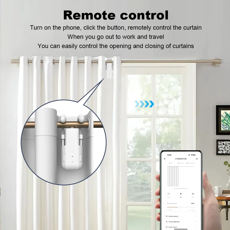 Tuya Smart Curtain Robot WiFi APP Control/Voice Control (Alexa Google Siri) For3in1 Track,Pull-to-start ,8KG load，Festival gifts
