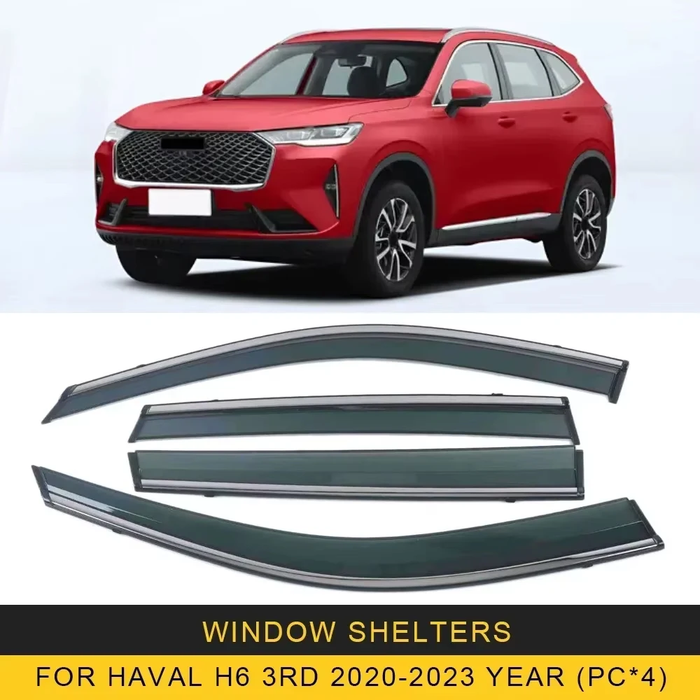 

Хромированные полоски, защита от дождя для Haval H6 3rd 2020-2023, оконный козырек, ветровые дефлекторы, дверной козырек, вентиляционные шторы, вентиляционный козырек