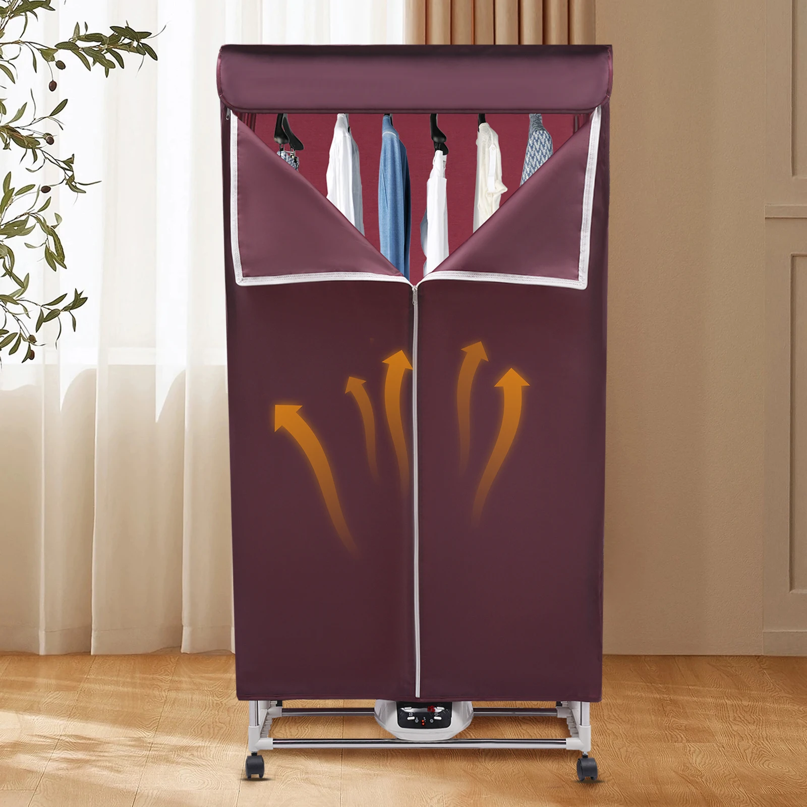 1200-1500W Portable Electric Travel Mini Clothes Dryer Machine PTC 5-layer Heating with Remote Control for Apartments