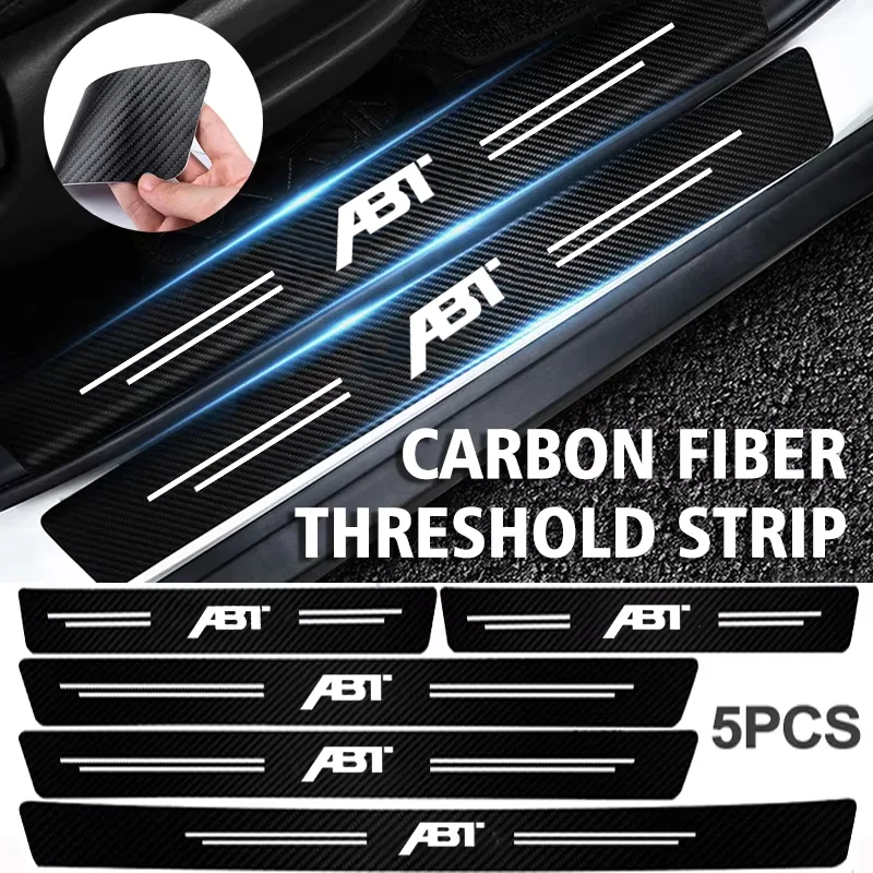 Carbon Fiber Car Door Sill Protector Stickers For Volkswagen VW ABT Logo Trunk Threshold Decal Bumper Guard Strip Accessories