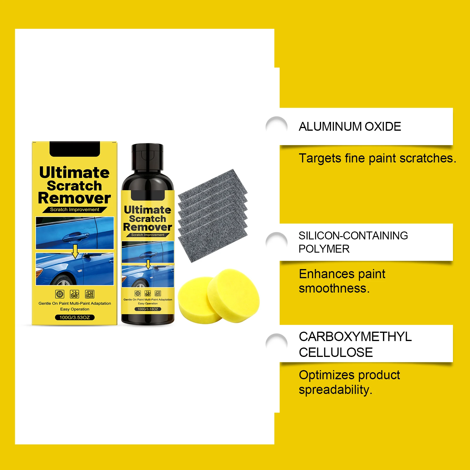 100g Car Scratch Remover Kit Paint Swirl Remover Polish Wax Scratch Improvement for Car Care Multi Paint Adaptation Sponges