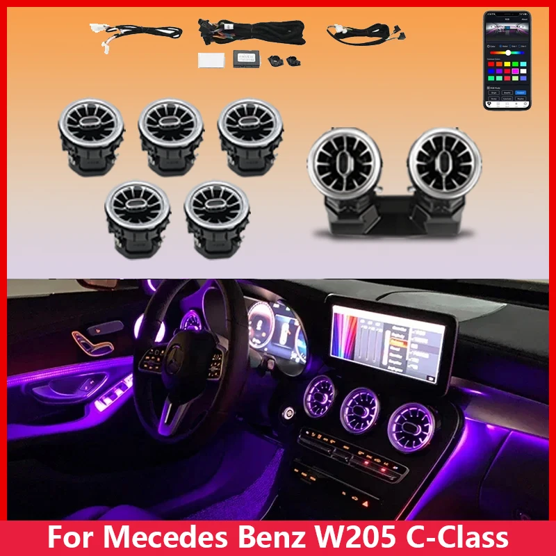 For Mercedes-Benz 3/64 Colours Ambient Light GLC Class Coupe W205 X253 LED Front Vents Speaker Decorative Light Retrofit