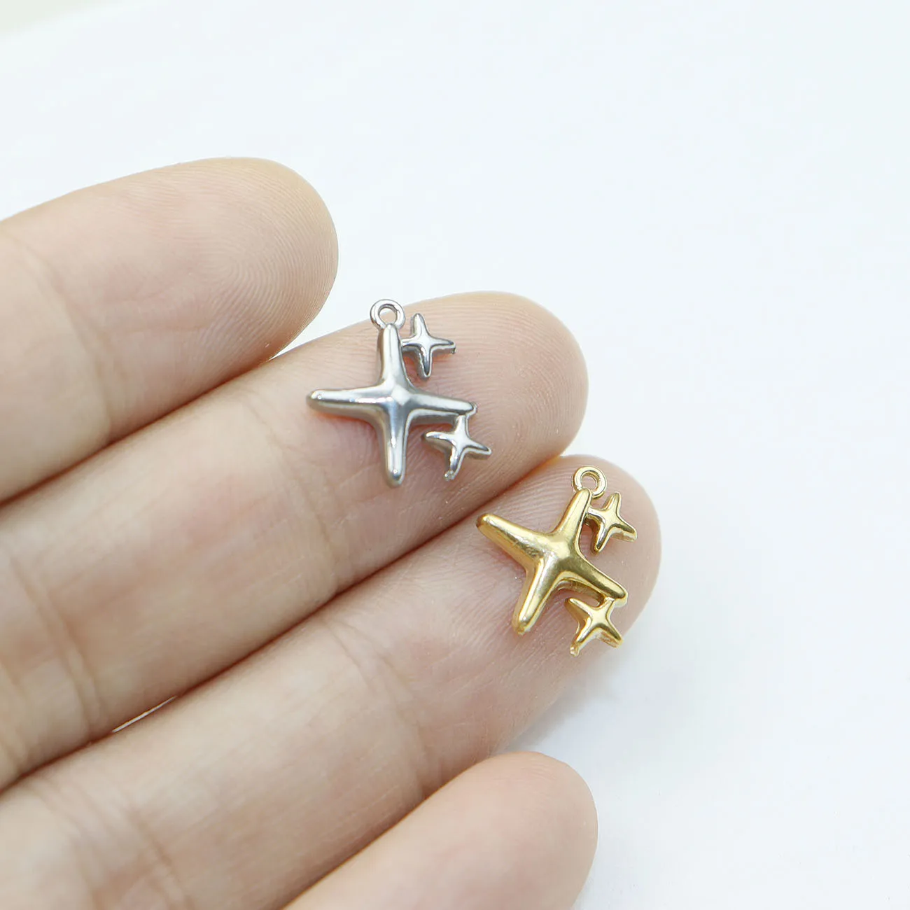 5pcs Stainless Steel Star Fashion Jewelry Accessory Components Charms Pendant DIY Handcraft Vacuum Plate Waterproof Antiallergic