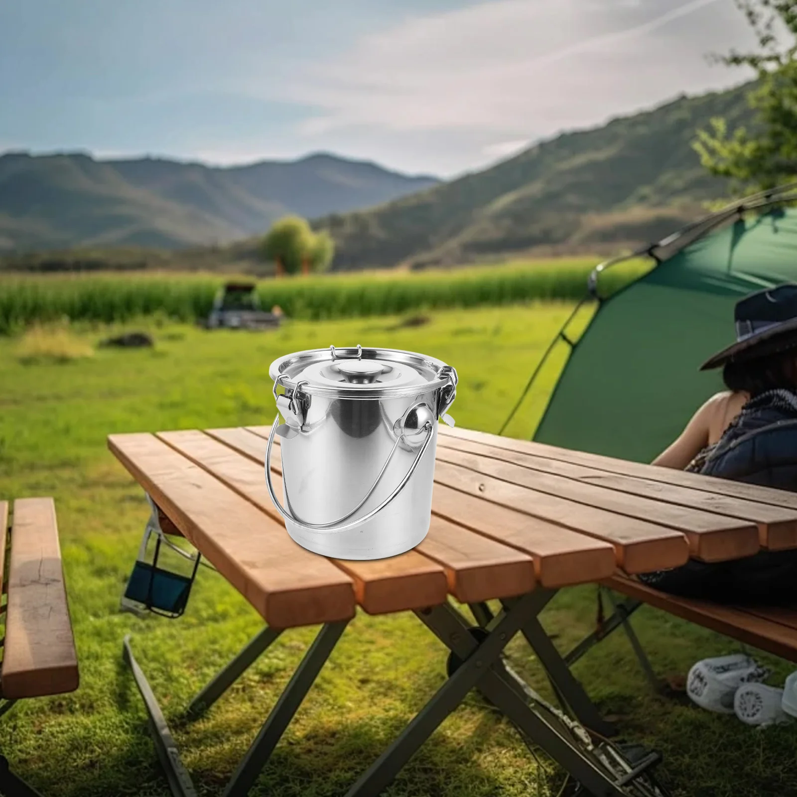 

Stainless Steel Sealed Bucket Airtight Container For Coffee Beans Flour Sugar Storage Portable Leak-Proof Soup Rice Metal Food