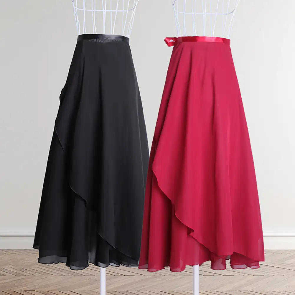 Tie Up Ballet Skirt Long Chiffon Dance Skirt Fairy Chiffon Long Ballet Tutu Costumes Dress Light Texture Vertical Skin-friendly