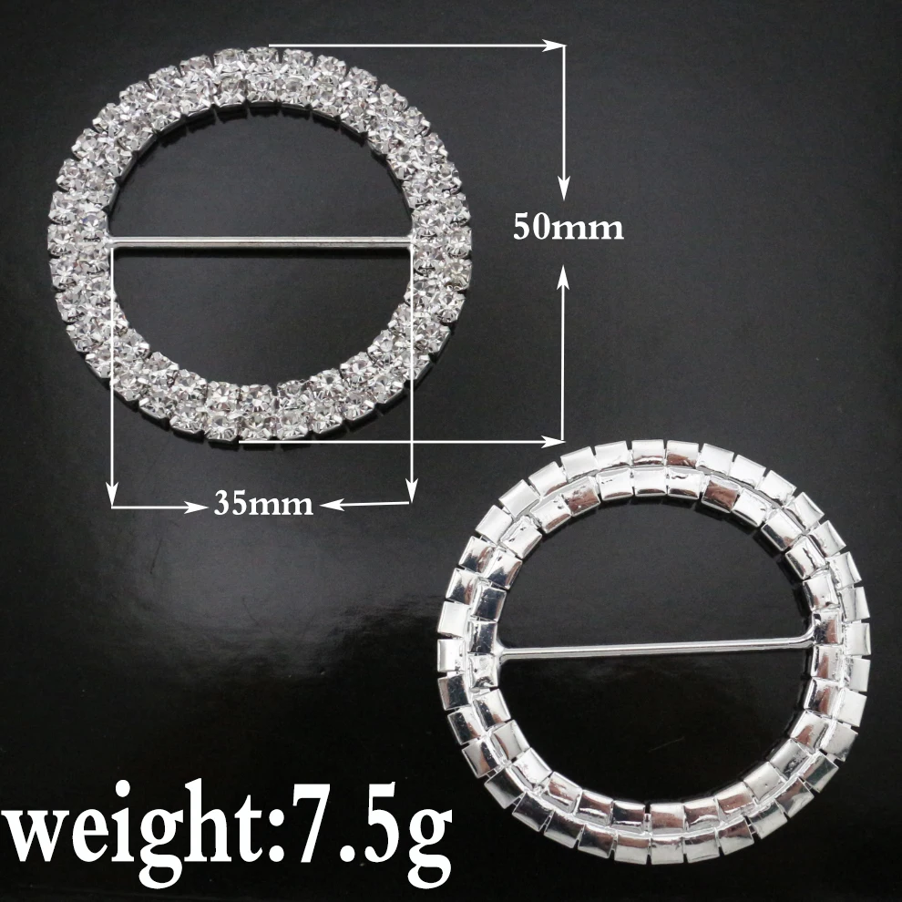 10pc 50MM Round Stunning Clear Rhinestone Metal Buckles brass Buckle Invitation card Decoration Belts /Bags/Wedding Decoration