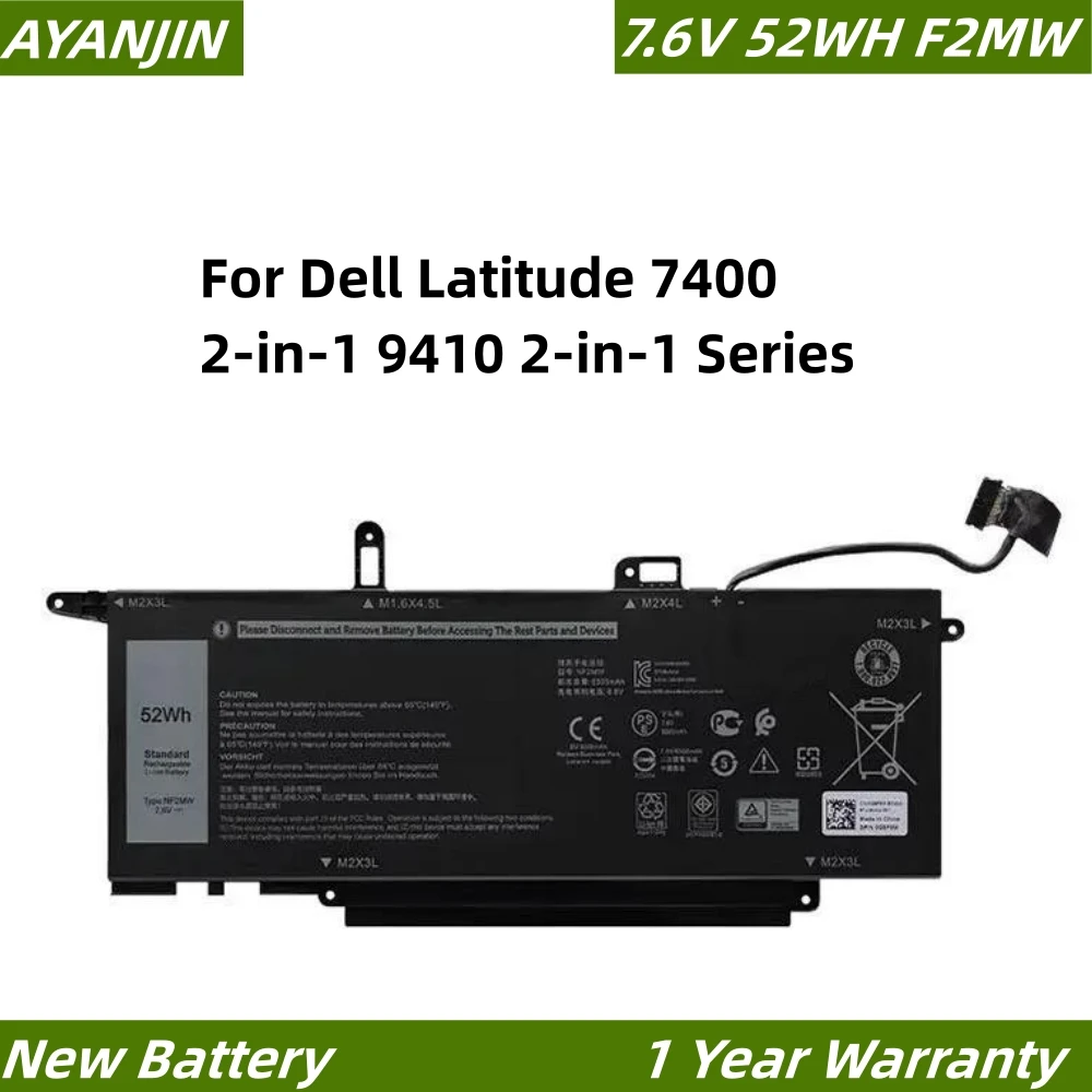 

NF2MW 7.6V 52WH Laptop Battery For Dell Latitude 7400 2-in-1 9410 2-in-1 Series 85XM8 085XM8 0C76H7 C76H7 GJD1V