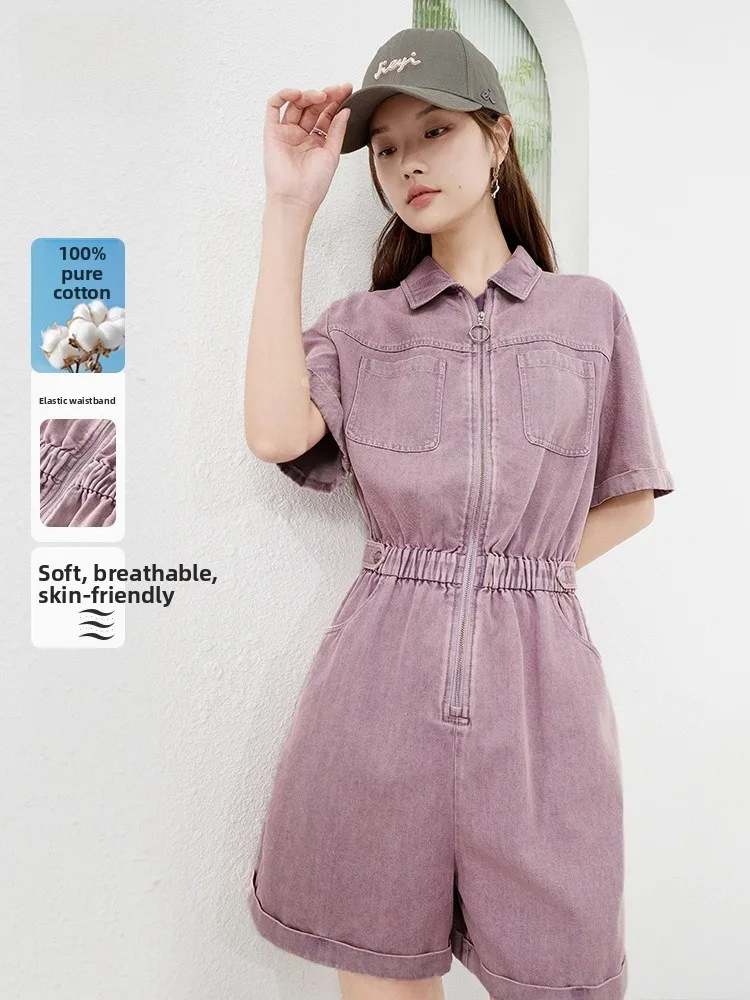 

Летний новый легкий комбинезон Xiruan в стиле ретро, простой, повседневный, с эластичным поясом, женский, модный, хлопковый, с шортами