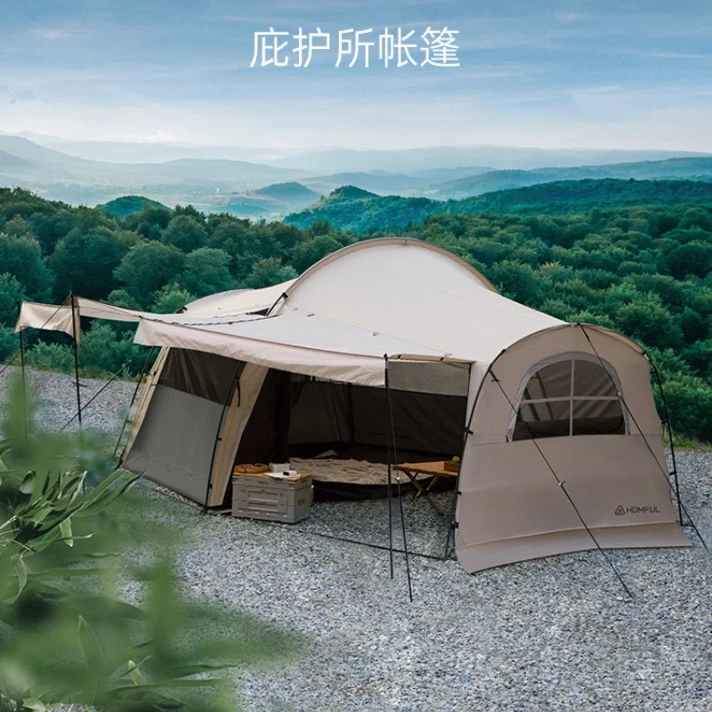 

Tunnel tent Camping Waterproof One Bed Room And One Living Room Outdoor Family Shelter Tent