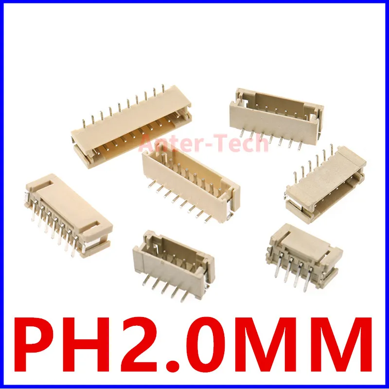 20Pcs PH 2.0 2.0mm Pitch 2/3/4/5/6/7/8/9P/10 Pin Vertical SMD Male Plug Terminal Shell Wire Connector for JST PH2.0 Female Cable