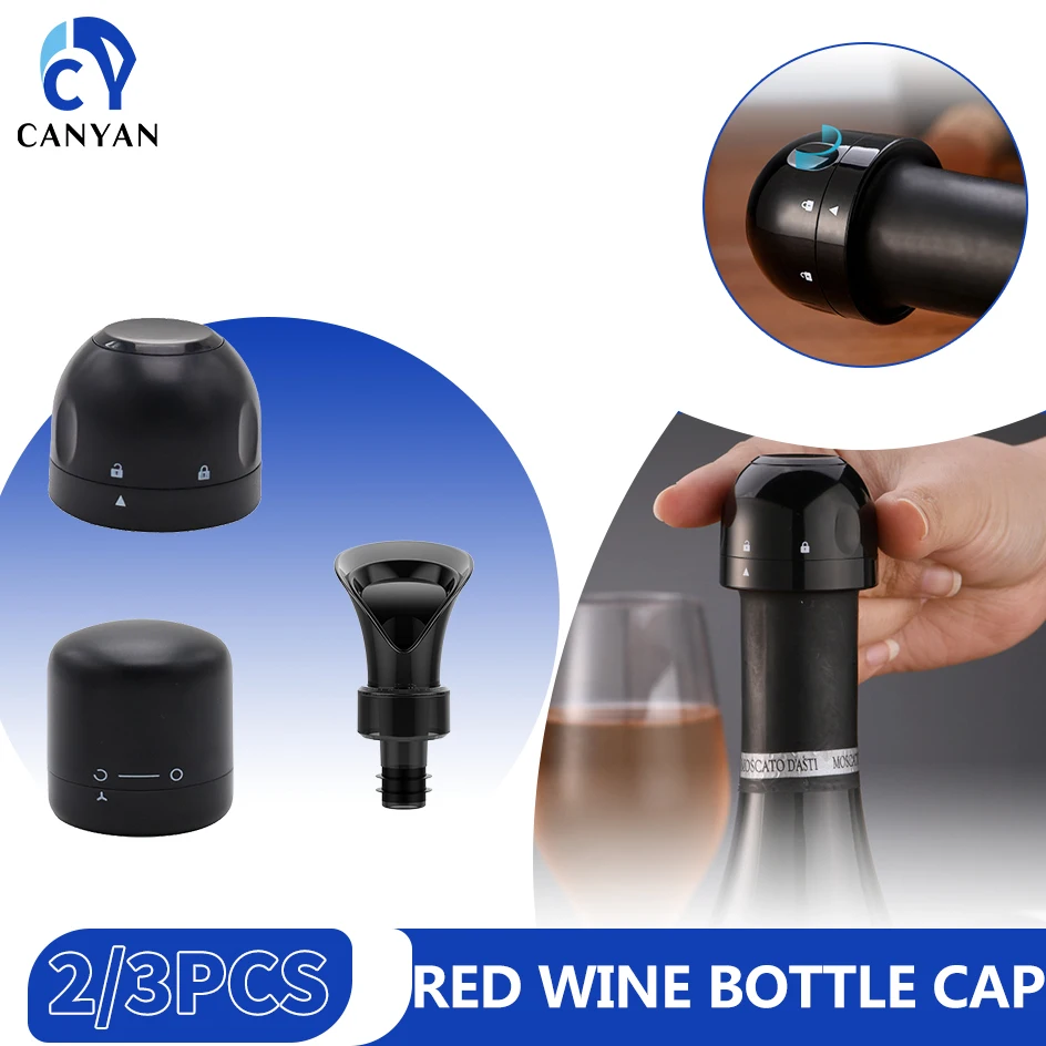 

2/3pc Reusable Vacuum Red Wine Bottle Cap Stopper Silicone Sealed Champagne Bottle Stopper Retain Freshness Wine Plug Bar Tools