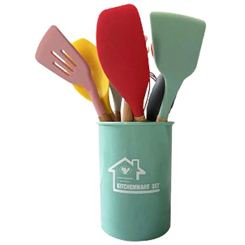 

12Pcs Colorful Kitchen Cookware Silicone Kitchenware Non-stick Cooking Tool Spatula Ladle Egg Beaters Shovel Spoon Soup Utensils