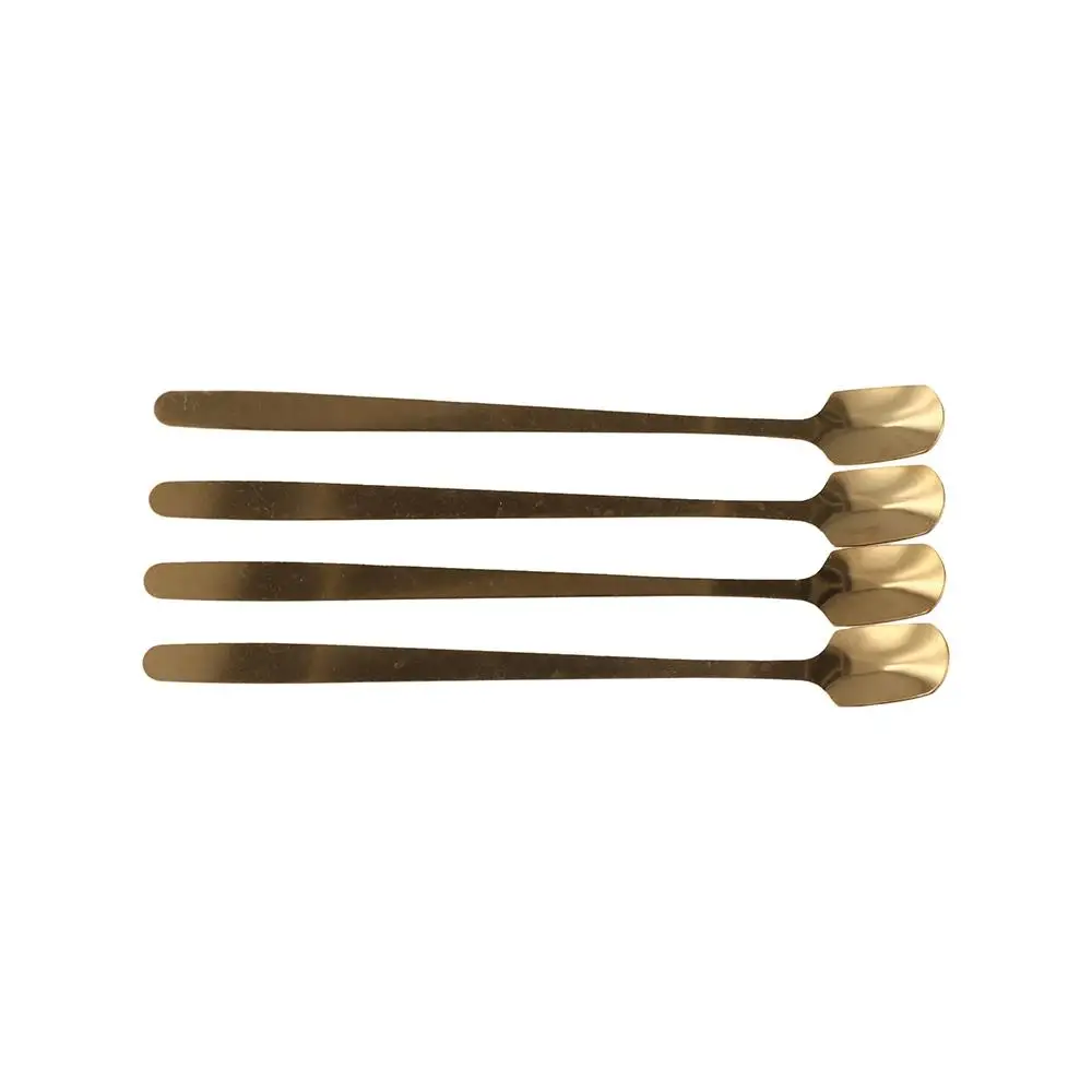 5pcs Mixing Spoons Long Handle Square Teaspoon Stainless Steel Silver/gold Coffee Stirring Spoons Dessert Scoops Mug