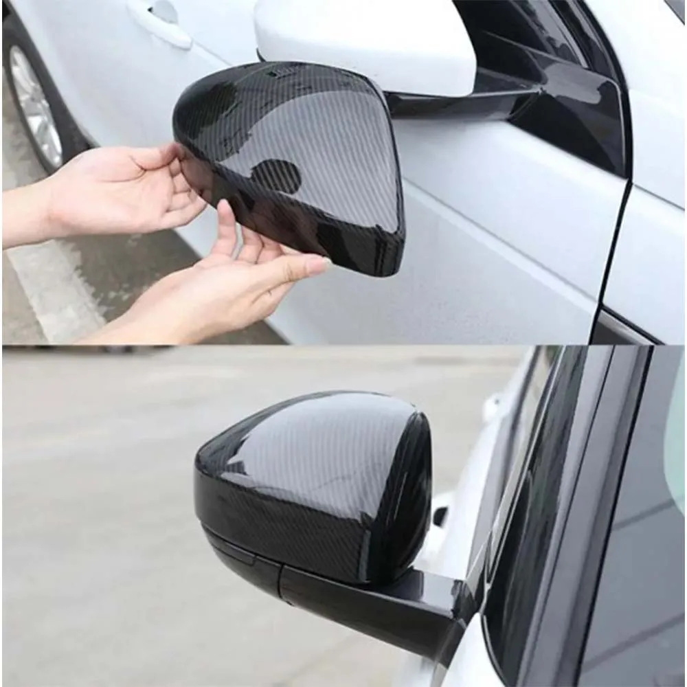 Car Upgrade Carbon Fiber Glossy Black Side Door Mirror Cover Trim For Jaguar Fpace F-Pace 2016 - 2025 Car Rearview Accessories - Image 2