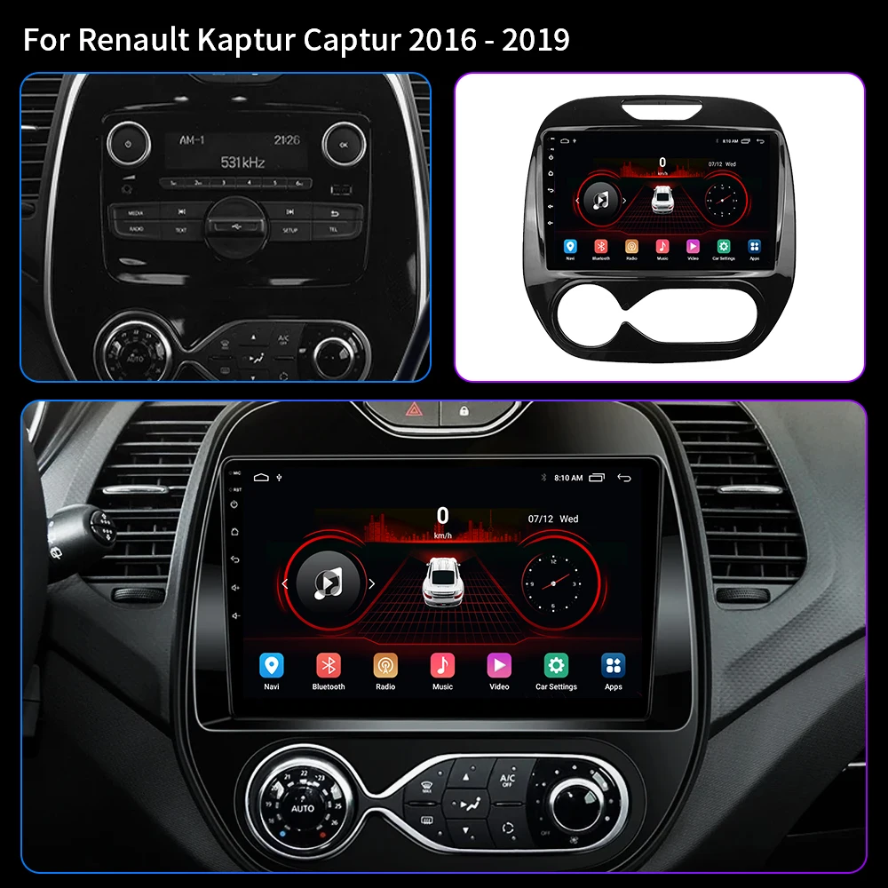 4G CarPlay Android 13 Auto Radio For Renault Captur Kaptur Clio Samsung QM3 2011-2018 Car Multimedia All-in-one GPS DVD Player