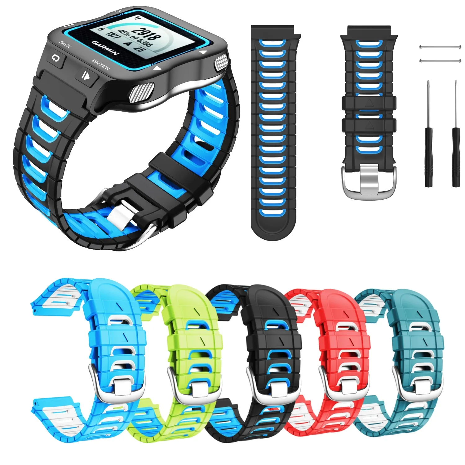 Weiches, hautfreundliches zweifarbiges Silikon-Ersatzarmband für Garmin Forerunner 920XT, Sport-Armband für 920 XT
