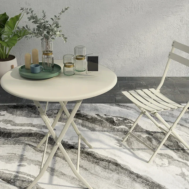 

Simple folding small table household simple balcony outdoor portable small round table